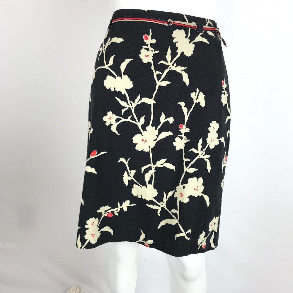Loft Black/Ivory Floral Skirt